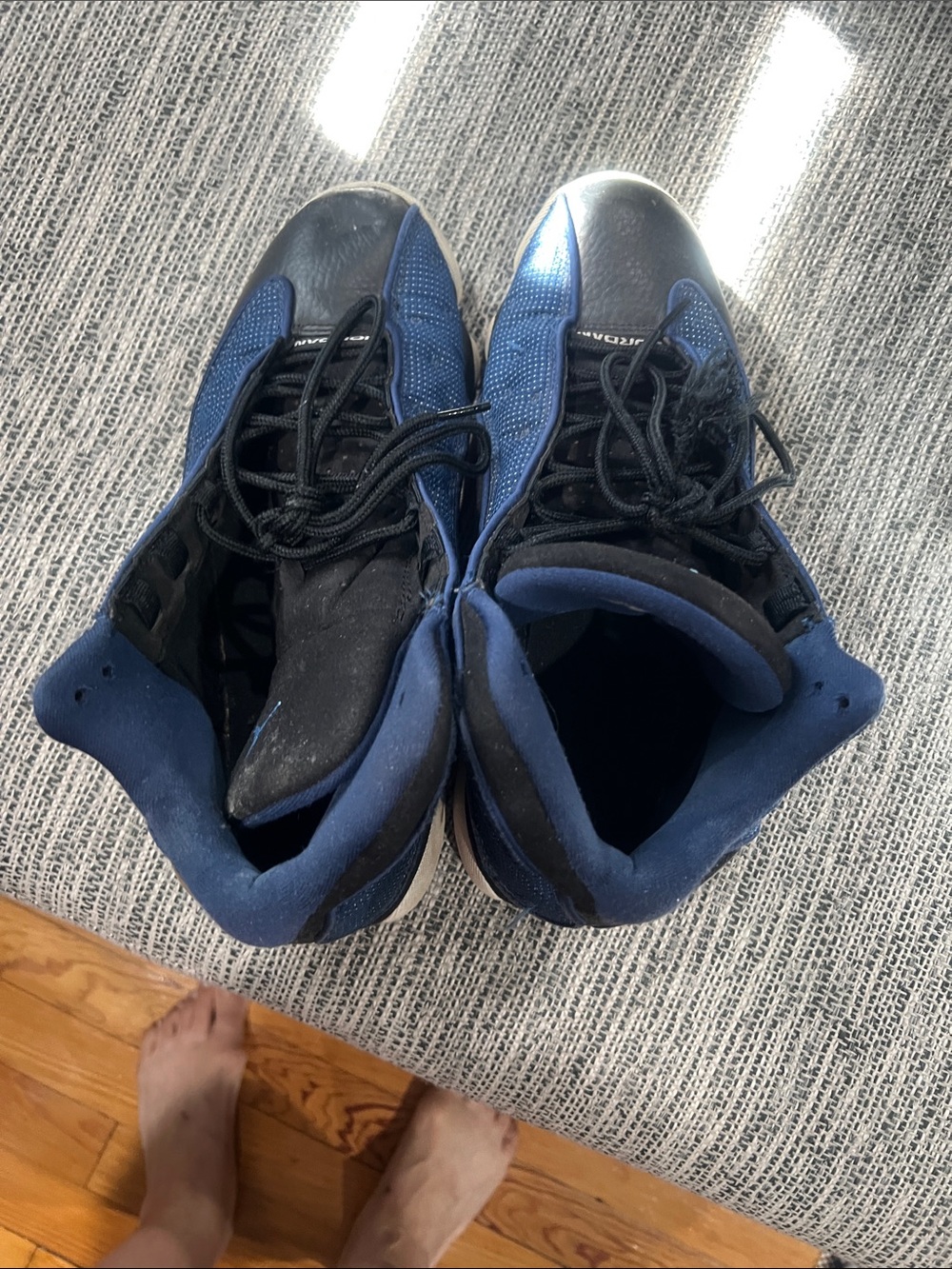 Jordan Men's Navy and Black High-Top Sneakers
